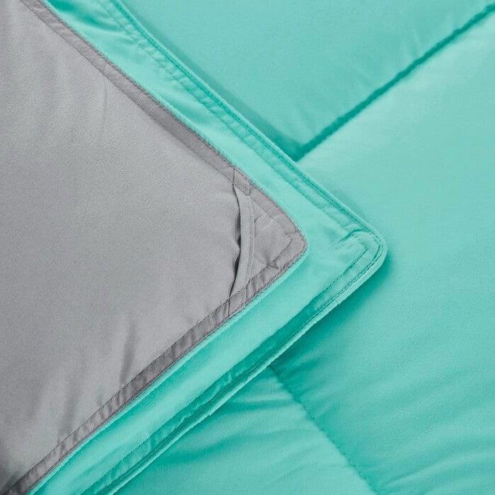 Full/Queen Traditional Microfiber Reversible 3 Piece Comforter Set in Blue/Grey LuxuryLifeWay Online Store