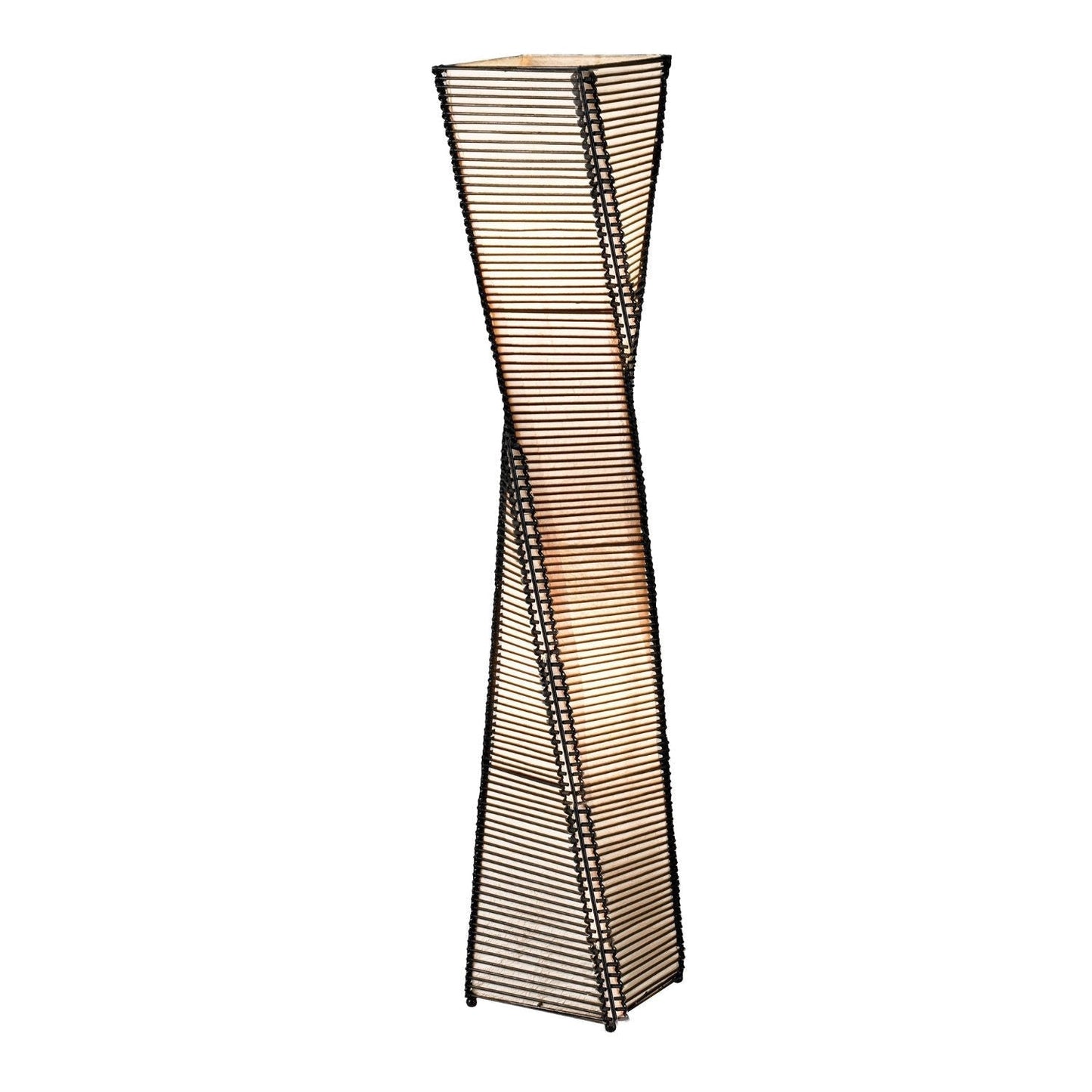 Modern Twist Sculpture Style Floor Lamp Lantern with Beige Shade LuxuryLifeWay Online Store