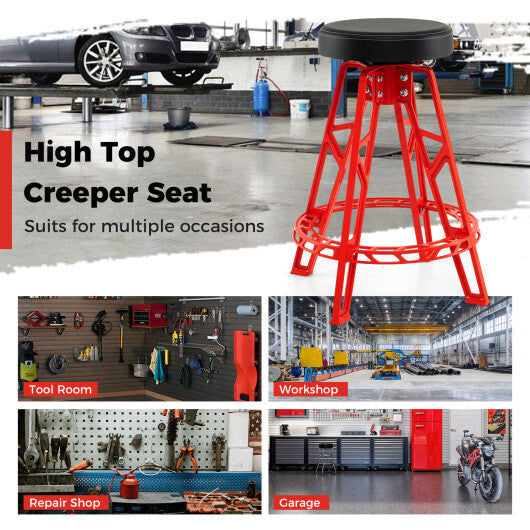 Heavy-Duty Aluminum Garage Bar Chair with 360? Swiveling Seat-Red LuxuryLifeWay Online Store