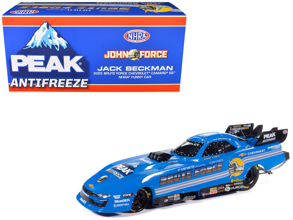 Chevrolet Camaro SS NHRA Funny Car Jack Beckman "Brute Force Tribute" (2025) "John Force Racing" Limited Edition 1/24 Diecast Model by Auto World LuxuryLifeWay Online Store