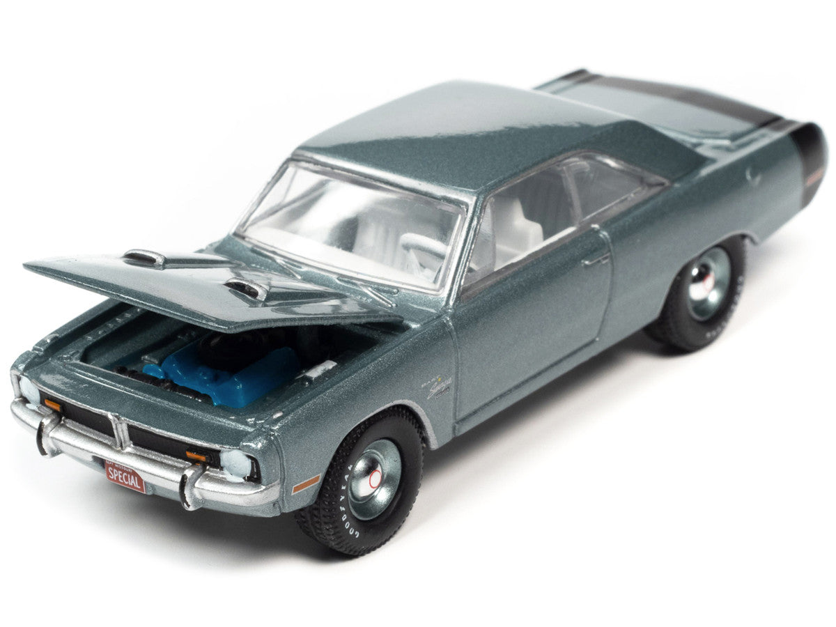 1971 Dodge Dart Swinger 340 Special Light Gunmetal Gray Metallic with Black Tail Stripe "Vintage Muscle" Limited Edition 1/64 Diecast Model Car by Auto World LuxuryLifeWay Online Store