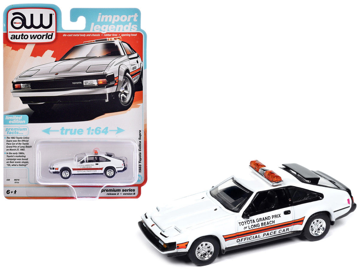 1983 Toyota Celica Supra "Toyota Grand Prix of Long Beach Official Pace Car" White "Import Legends" Series 1/64 Diecast Model Car by Auto World LuxuryLifeWay Online Store