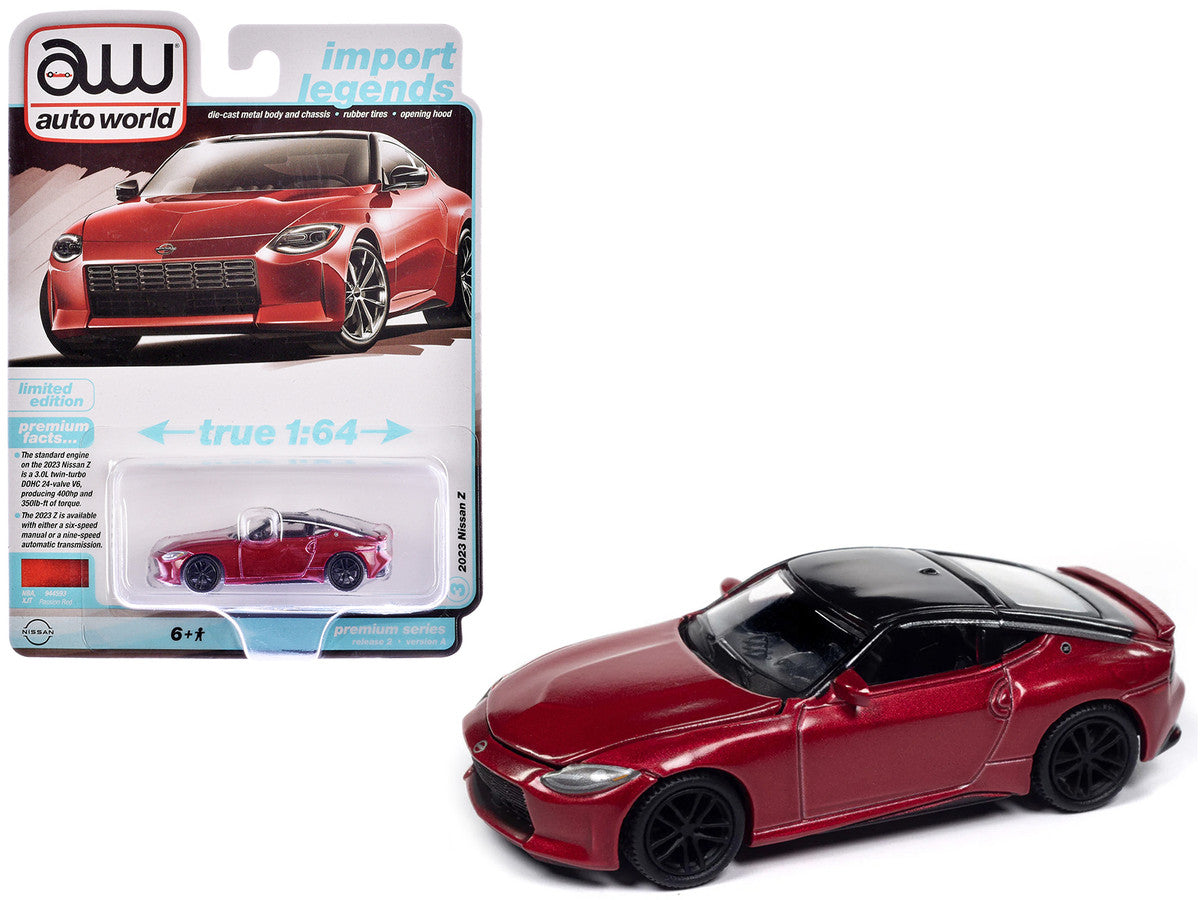 2023 Nissan Z Passion Red Metallic with Black Top "Import Legends" Series 1/64 Diecast Model Car by Auto World LuxuryLifeWay Online Store