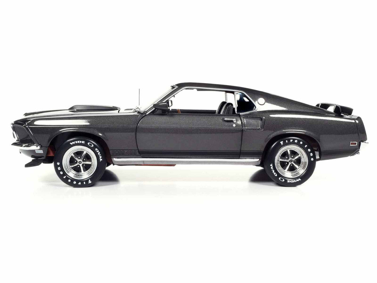1969 Ford Mustang Dark Gray Metallic with Black Stripes "John Wick" (2014) Movie "Silver Screen Machines" Series 1/18 Diecast Model Car by Auto World LuxuryLifeWay Online Store