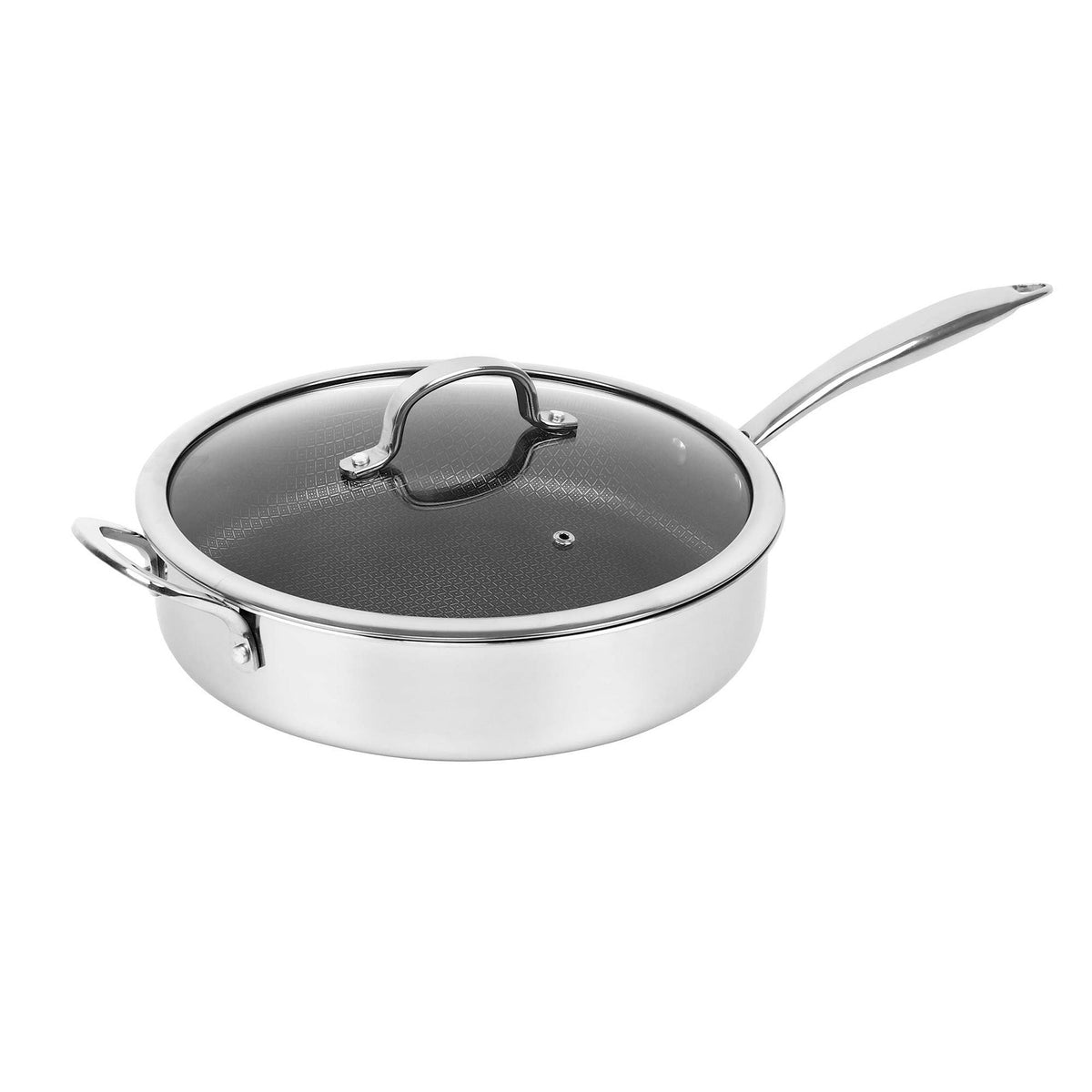 Brentwood 11 inch Hybrid Non-Stick Stainless Steel Deep Saute Pan with Glass Lid LuxuryLifeWay Online Store