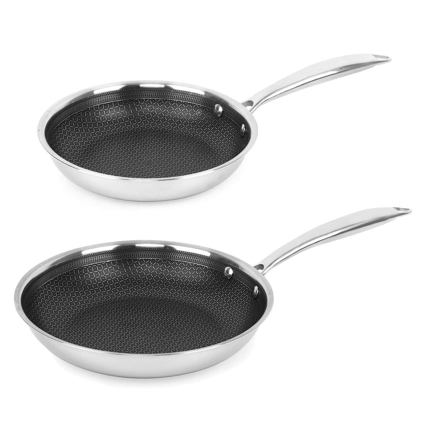 Brentwood 8 inch and 9.5 inch Hybrid Non-Stick Stainless Steel Frying Pan Set LuxuryLifeWay Online Store