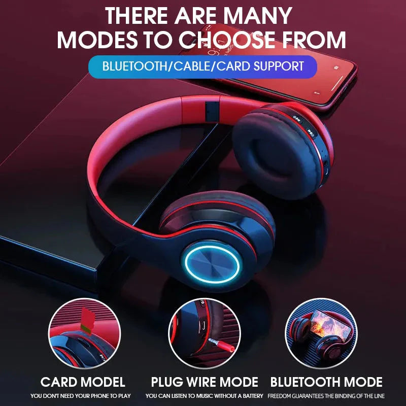 Wireless Bluetooth Headphone with Colorful Lights LuxuryLifeWay Online Store