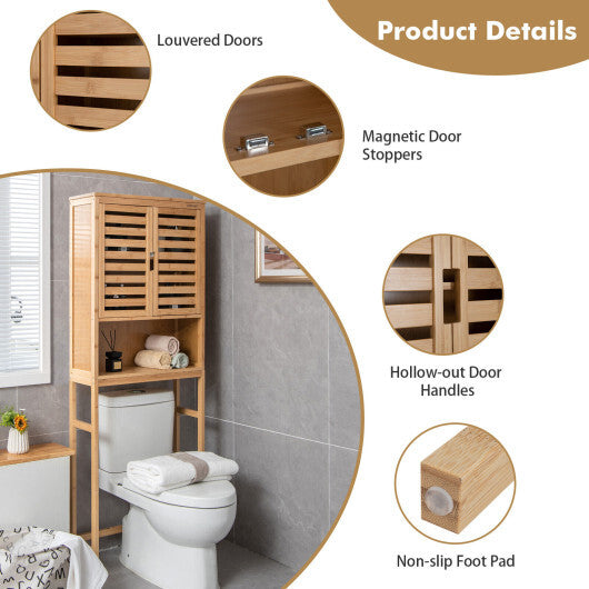 Bamboo Over The Toilet Storage Cabinet Bathroom with Adjustable Shelf-Natural - Color: Natural LuxuryLifeWay Online Store