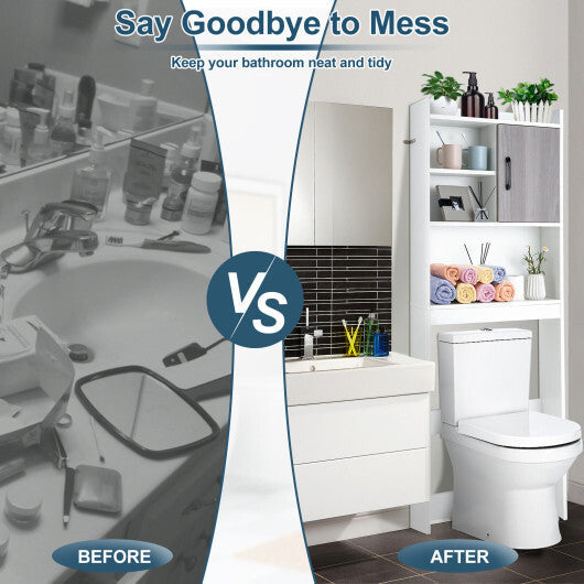 4-Tier Space-saving Toilet Sorage Cabinet with Open Shelves LuxuryLifeWay Online Store