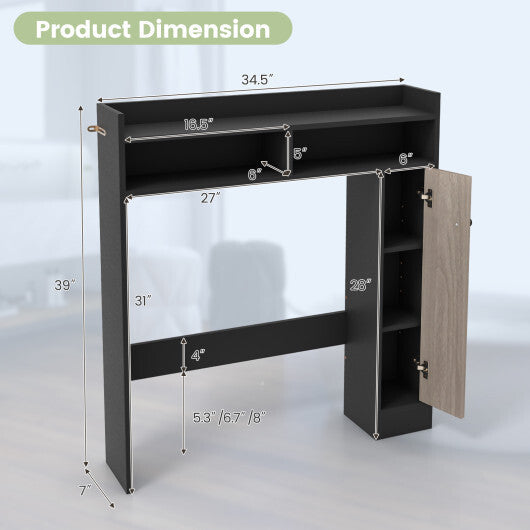 Bathroom Over the Toilet Floor Storage Organizer with Adjustable Shelves-White LuxuryLifeWay Online Store