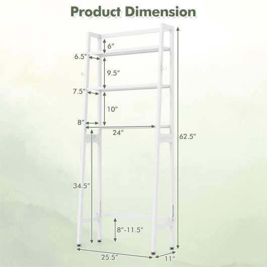 3-Tier Over The Toilet Storage Shelf with Adjustable Bottom Bar-Black LuxuryLifeWay Online Store