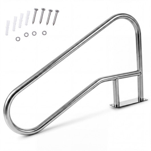 50 x 30 Inch Pool Handrail with Mount Base Plate for Water Parks-Silver LuxuryLifeWay Online Store