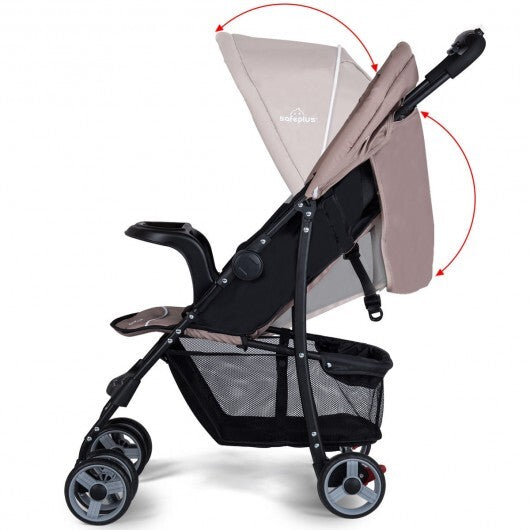 Toddler Travel Stroller for Airplane with Canopy and Adjustable Backrest-Coffee - Color: Brown LuxuryLifeWay Online Store