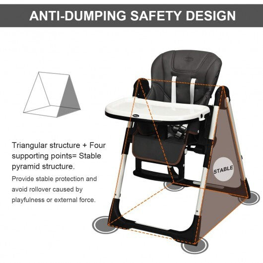 Foldable High chair with Multiple Adjustable Backrest-Black LuxuryLifeWay Online Store