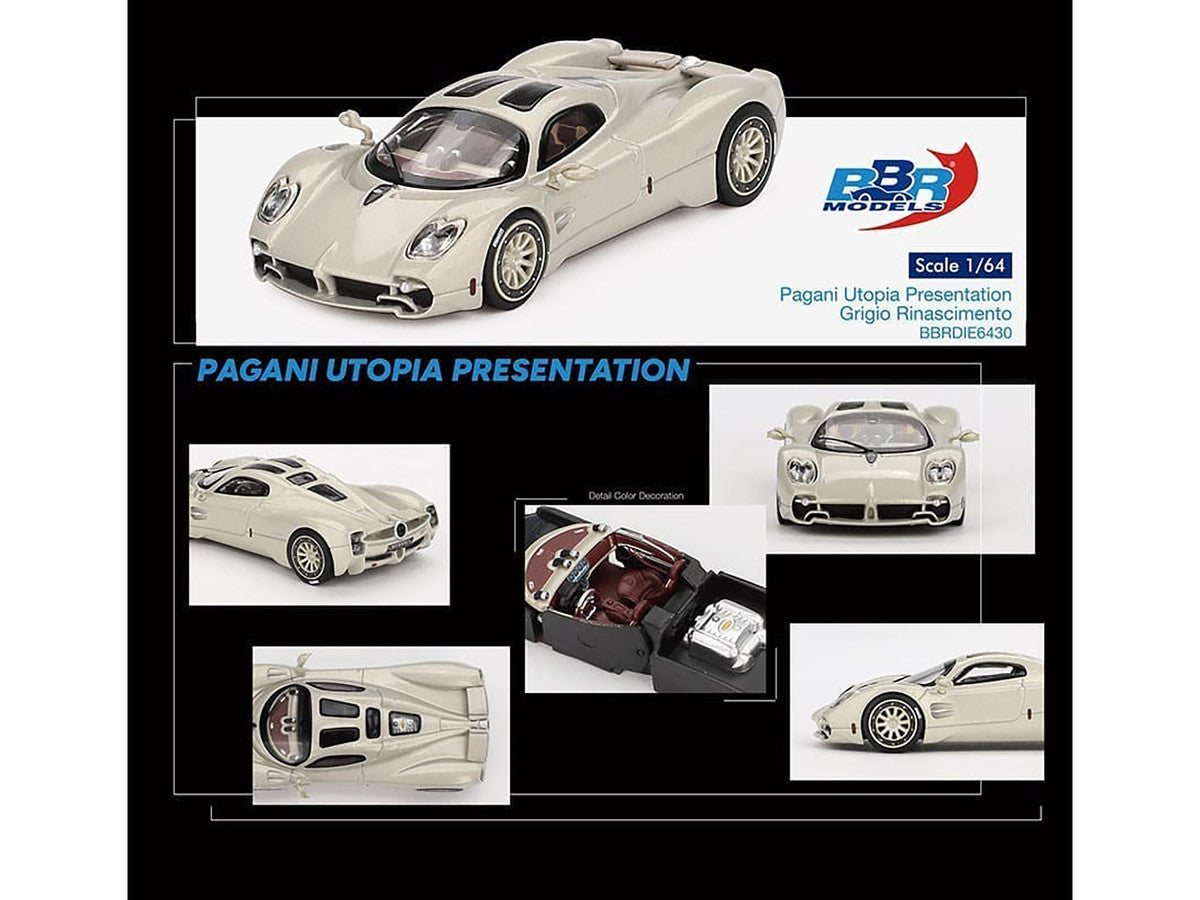 Pagani Utopia Presentation Grigio Rinascimento Silver 1/64 Diecast Model Car by BBR LuxuryLifeWay Online Store
