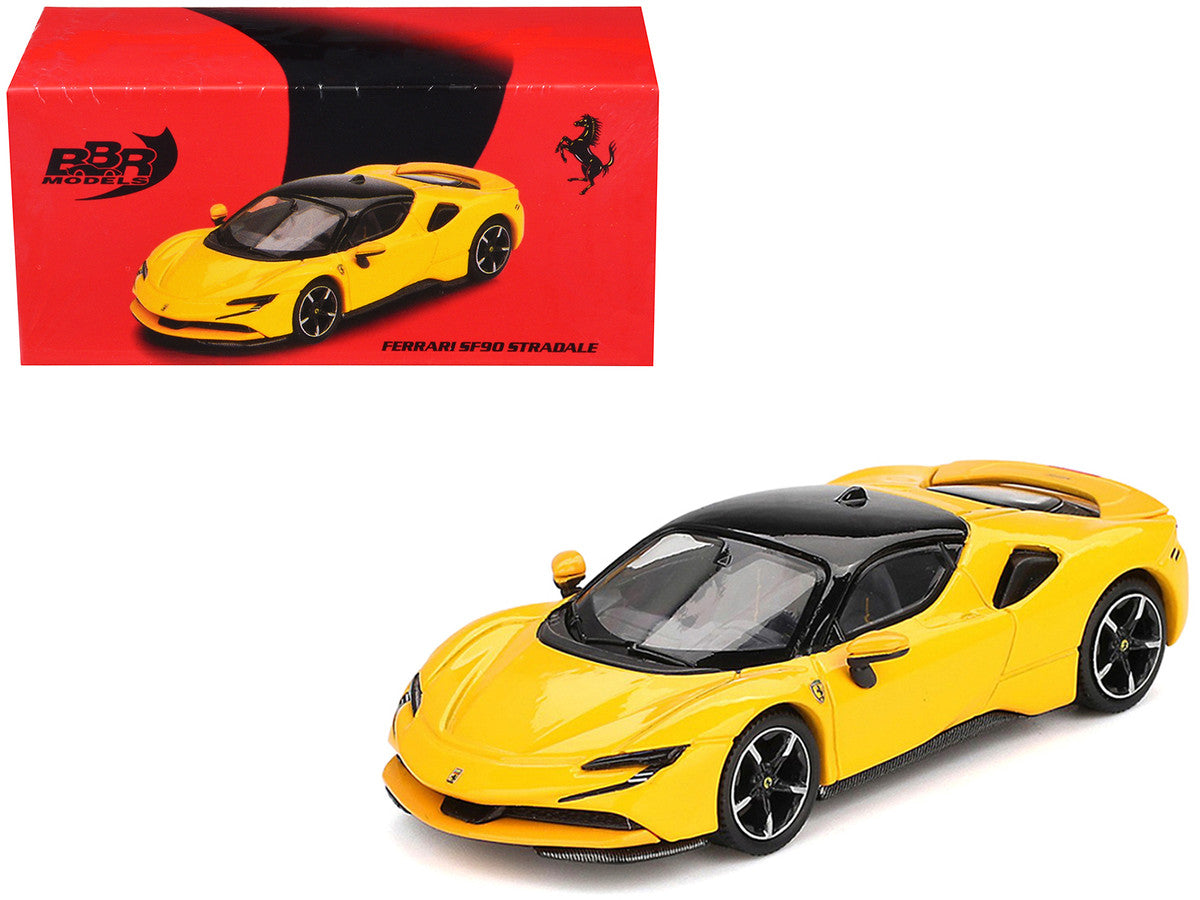 Ferrari SF90 Giallo Modena Yellow with Black Top 1/64 Diecast Model Car by BBR LuxuryLifeWay Online Store