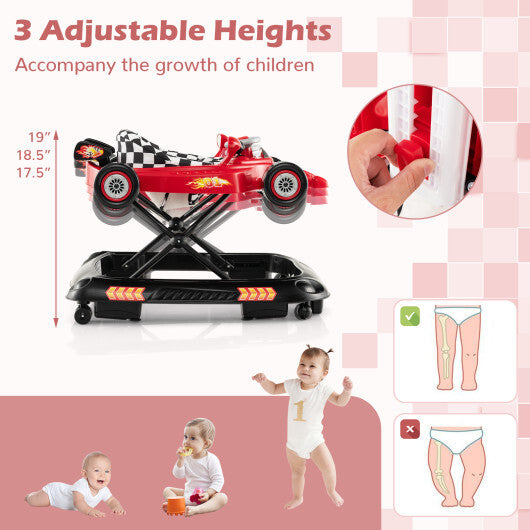 Convertible Baby Walker with 3 Adjustable Height Settings-Red - Color: Red LuxuryLifeWay Online Store