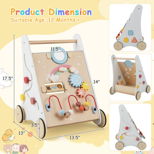 Wooden Baby Walker with Multiple Activities Center for Over 1 Year Old-White LuxuryLifeWay Online Store