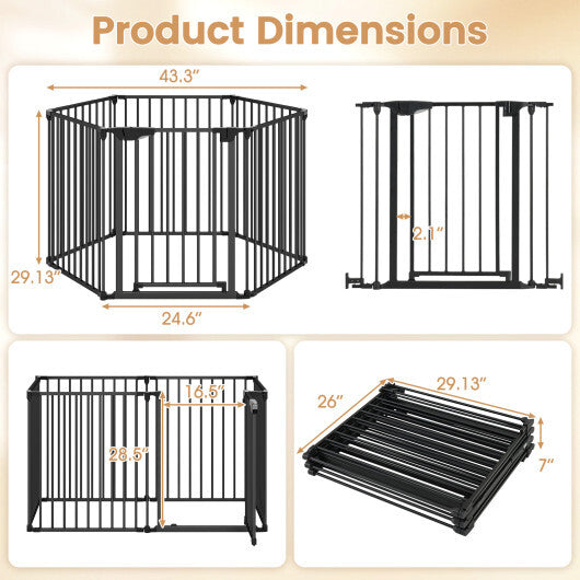 Extra Wide Baby Gate Fits 34.5-154" Openings 6-Panel Adjustable Pet Safety Fence-White LuxuryLifeWay Online Store