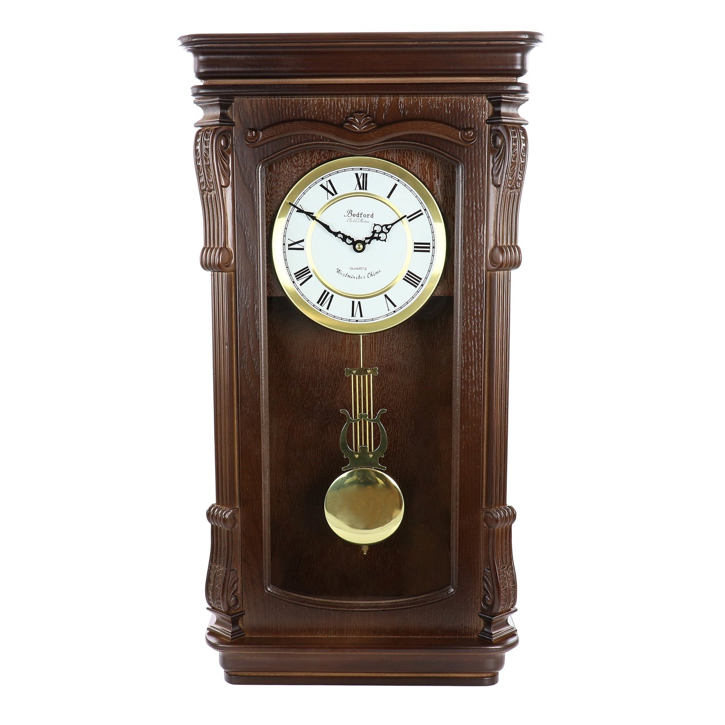 Bedford Clock Collection Chestnut Chiming Pendulum Wall Clock LuxuryLifeWay Online Store