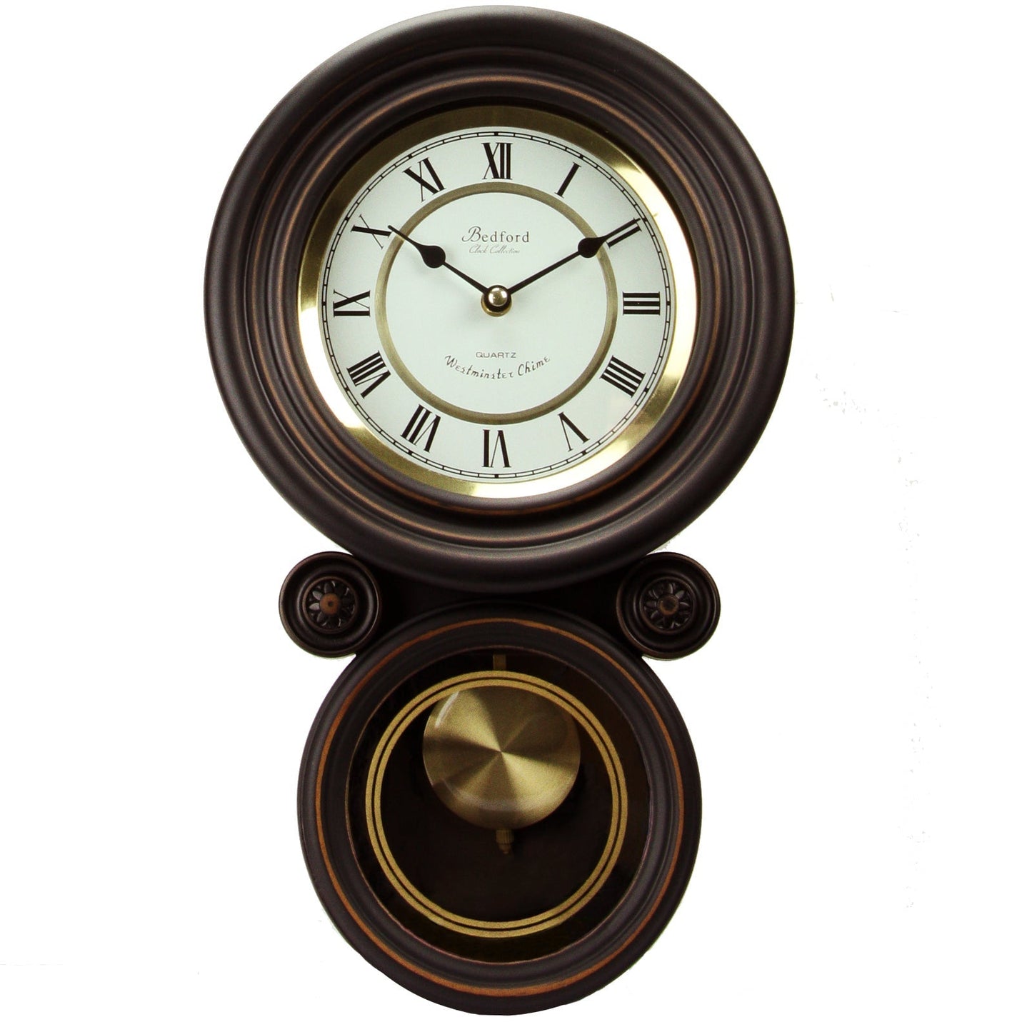 Bedford Clock Collection 16.5 Inch Contemporary Round Wall Clock with Pendulum LuxuryLifeWay Online Store