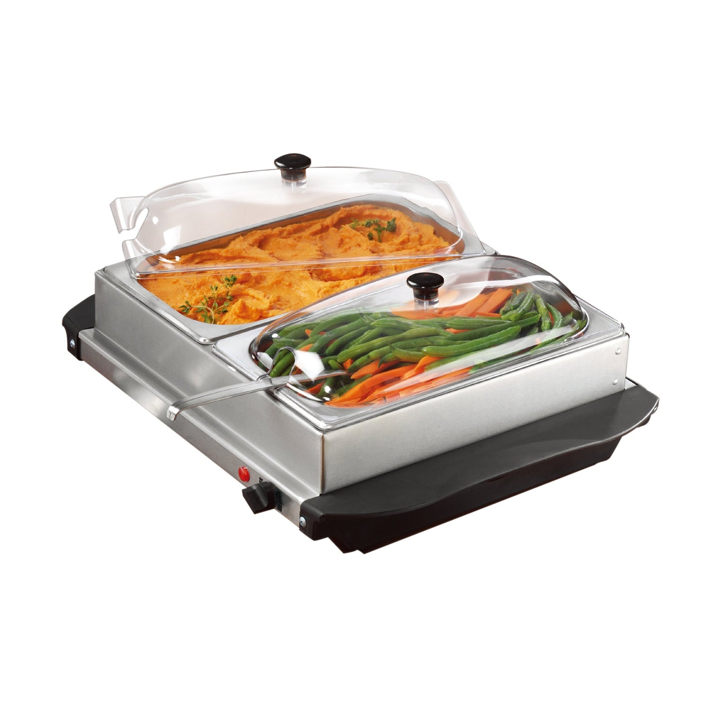 Brentwood 3 Quart 2 Pan Buffet Server and Warming Tray in Brushed Stainless Steel LuxuryLifeWay Online Store