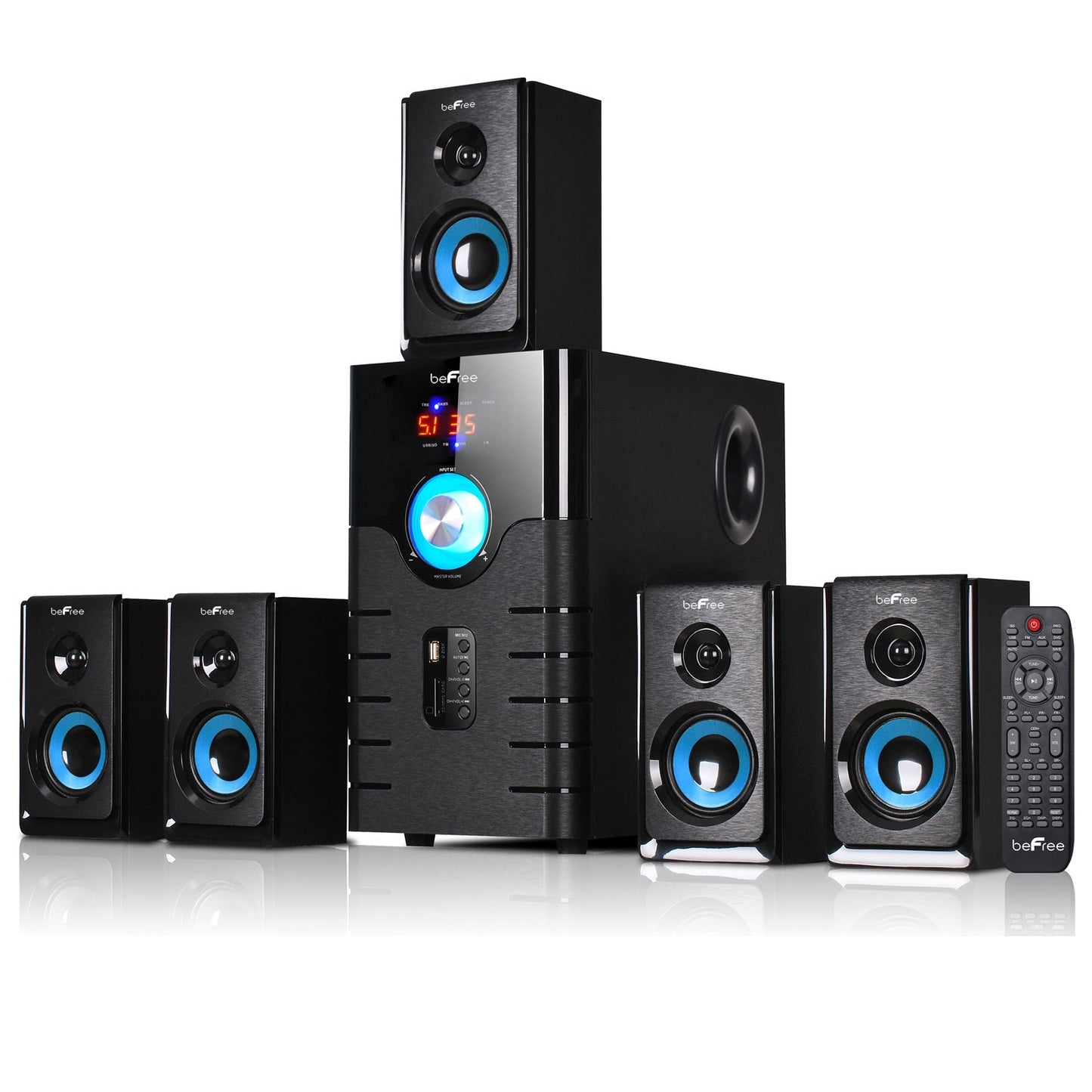 beFree Sound 5.1 Channel Bluetooth Surround Sound Speaker System in Blue LuxuryLifeWay Online Store