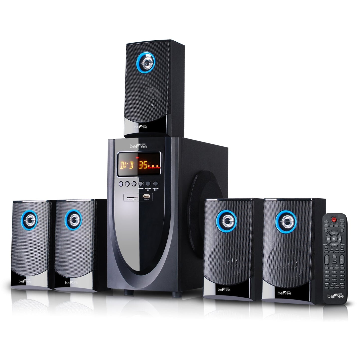beFree Sound 5.1 Channel Surround Sound Bluetooth Speaker System in Black LuxuryLifeWay Online Store