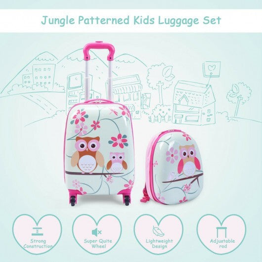 2 Pieces 12 Inch 16 Inch Green ABS Kids Suitcase Luggage Set - Color: Pink LuxuryLifeWay Online Store
