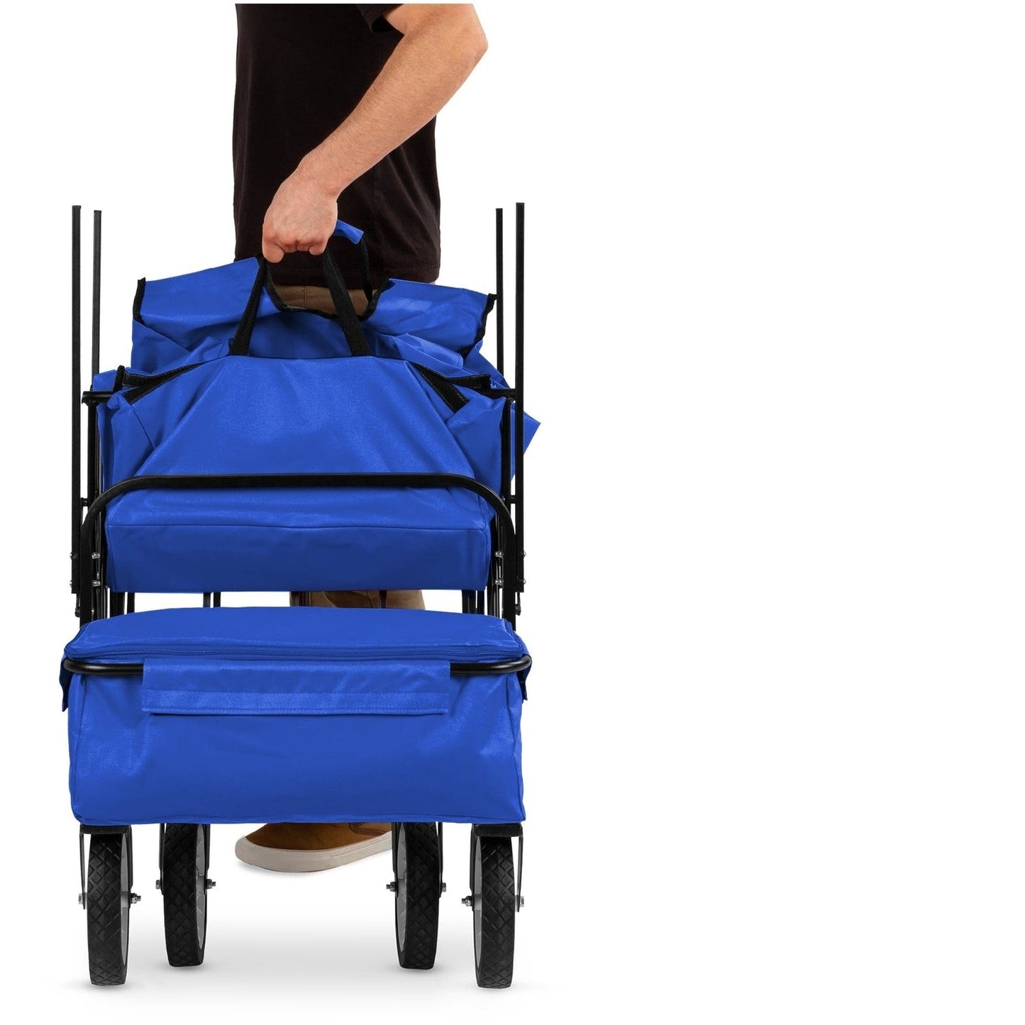 Collapsible Utility Wagon Cart Indoor/Outdoor with Canopy - Blue LuxuryLifeWay Online Store