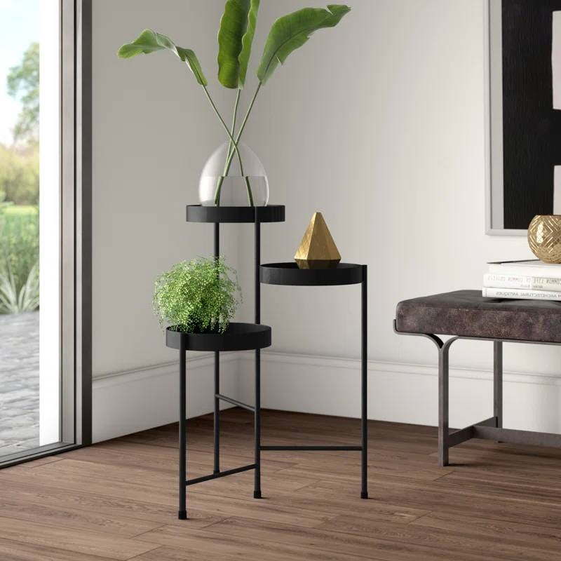 Modern Black Metal 3-Tier Flower Pot Plant Stand LuxuryLifeWay Online Store