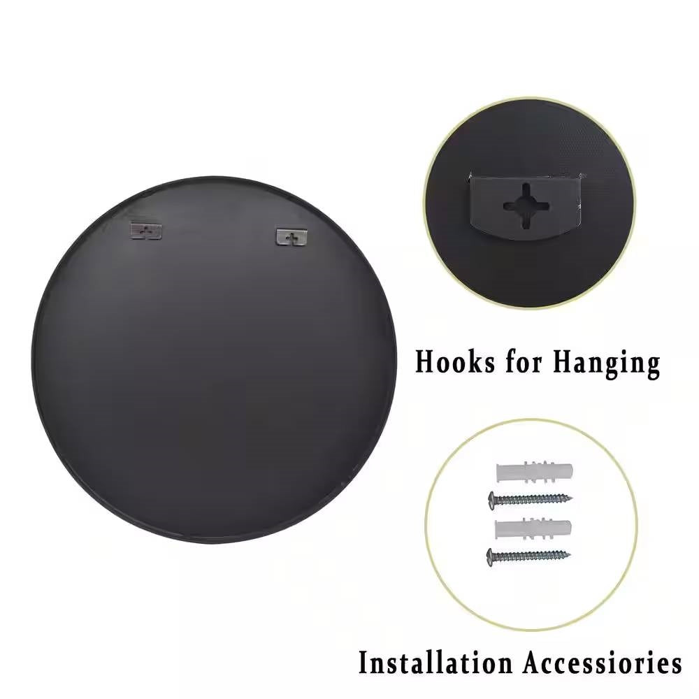 Round 24-inch Circular Bathroom Wall Mirror with Black Frame LuxuryLifeWay Online Store