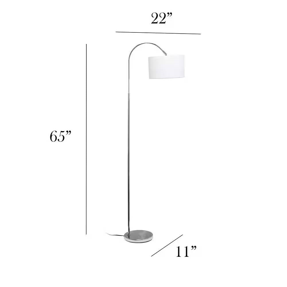Modern Mid-Century Floor Lamp in Brushed Nickel Finish with White Drum Shade LuxuryLifeWay Online Store