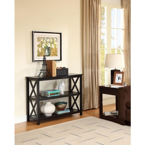 3-Tier Black Sofa Table Bookcase Living Room Shelves LuxuryLifeWay Online Store