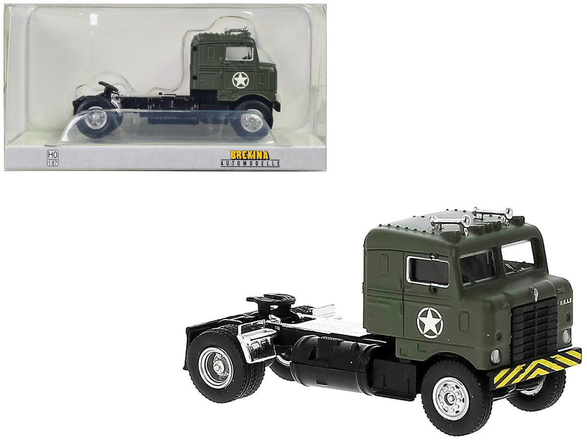 1950 Kenworth Bullnose Truck Tractor Olive Drab "United States Air Force" 1/87 (HO) Scale Model Car by Brekina LuxuryLifeWay Online Store