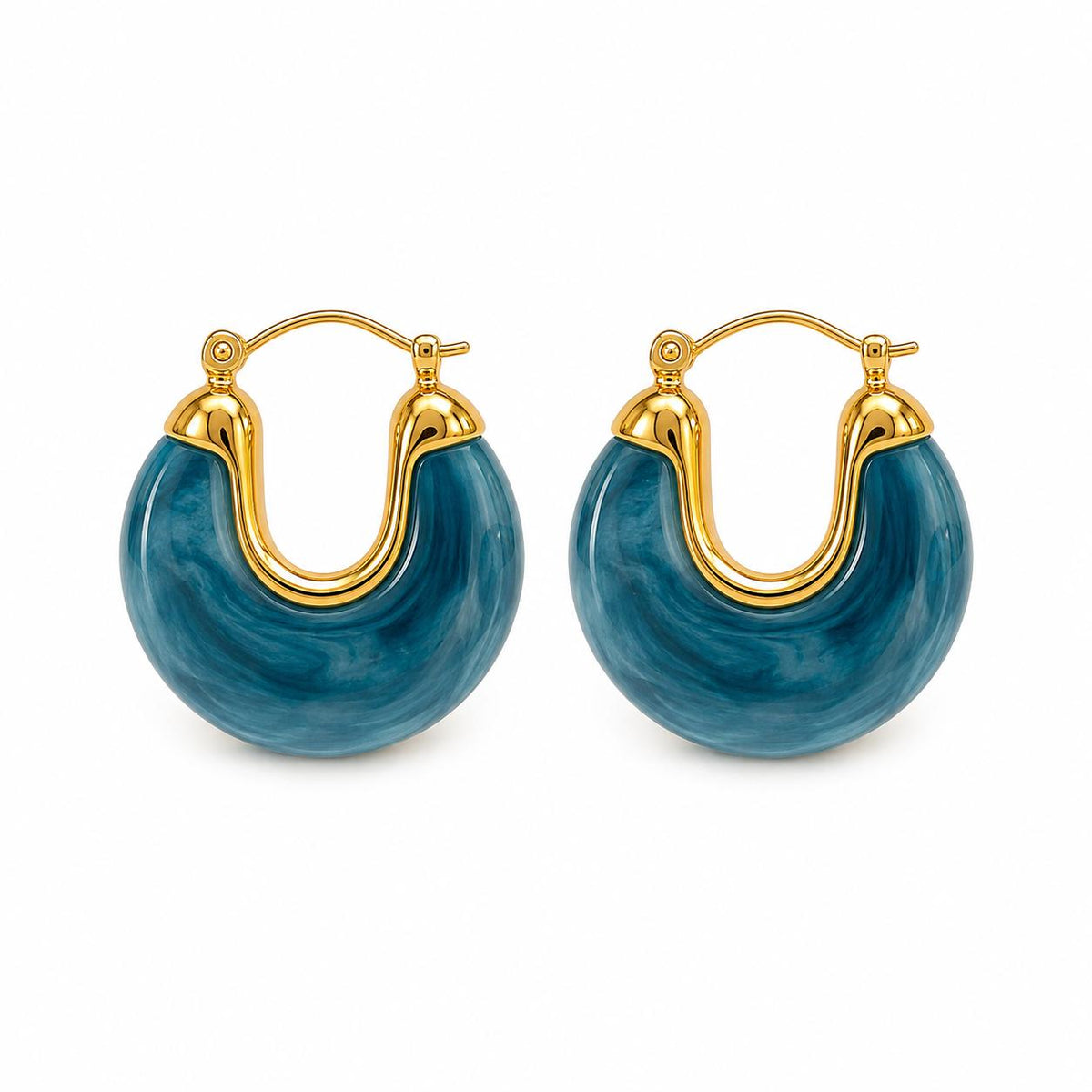 Marbled Resin Chunky Hoop Earrings LuxuryLifeWay Online Store