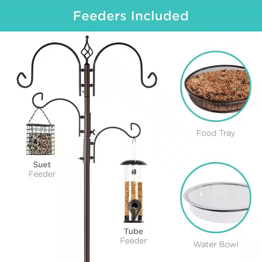 Complete Bird Feeder Set with Bronze Metal Stand Suet Water Bowl Tube and Tray LuxuryLifeWay Online Store