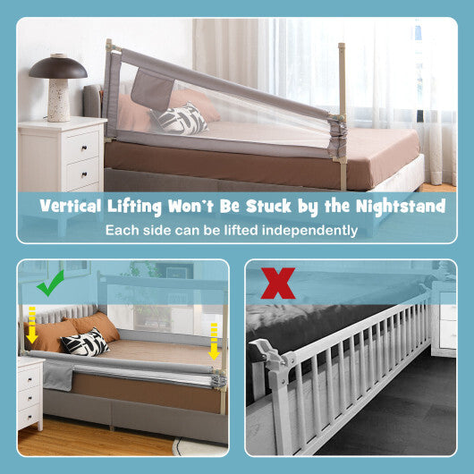 76.8 Inch Baby Bed Rail with Double Safety Child Lock-Gray - Color: Gray LuxuryLifeWay Online Store