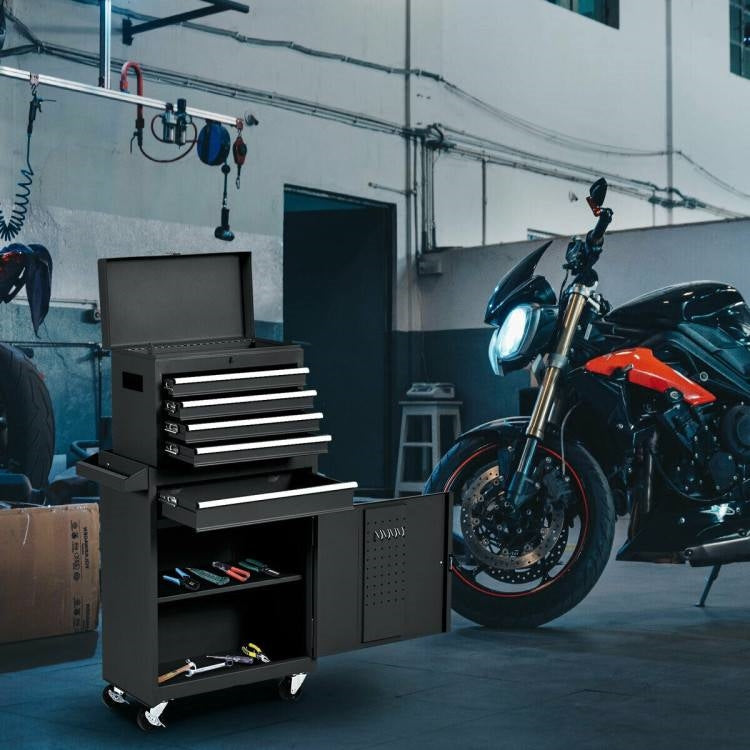Black Heavy Duty Steel Lockable Rolling Garage Tool Chest Mobile Storage Cart LuxuryLifeWay Online Store