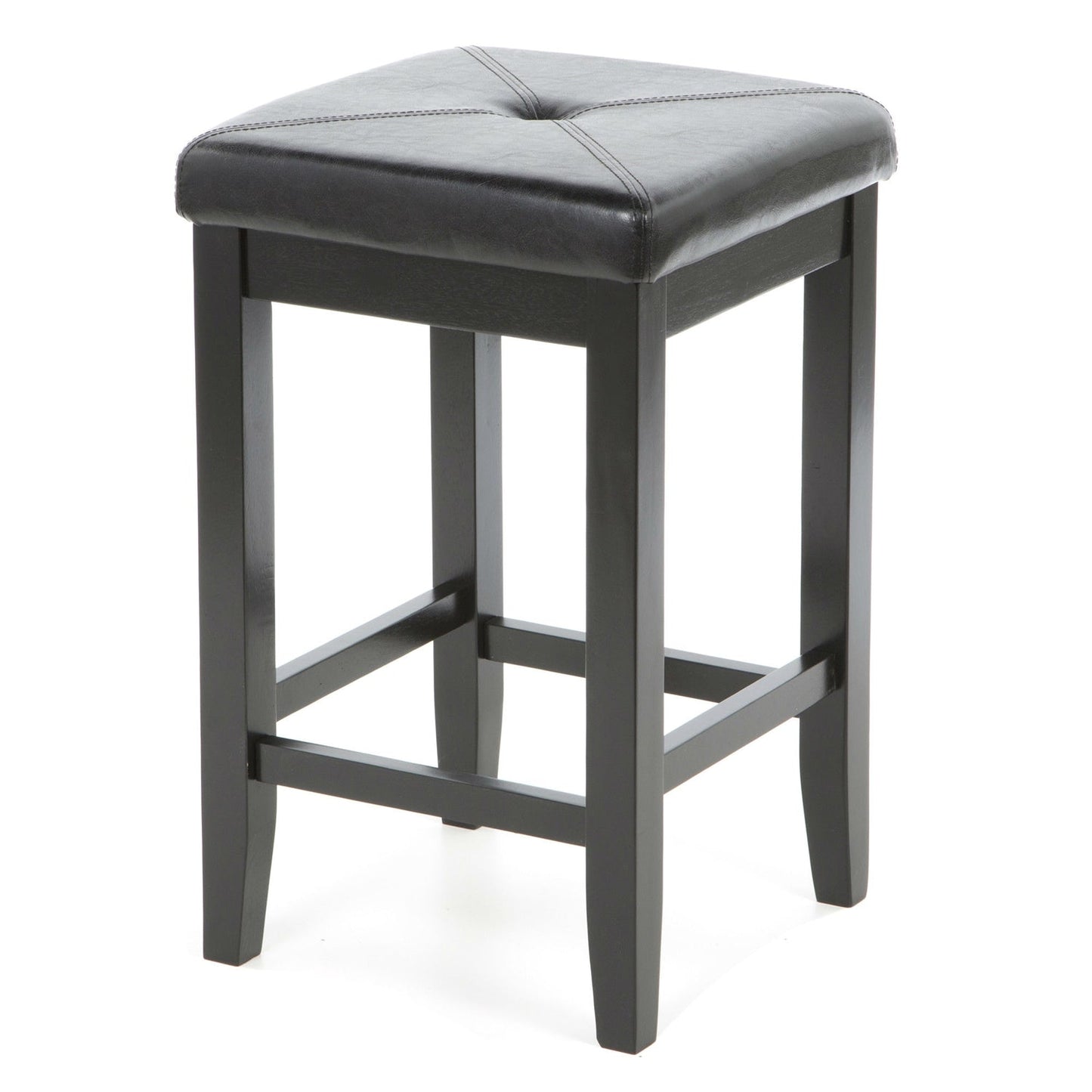 Set of 2 - Black 24-inch Backless Barstools with Faux Leather Seat LuxuryLifeWay Online Store