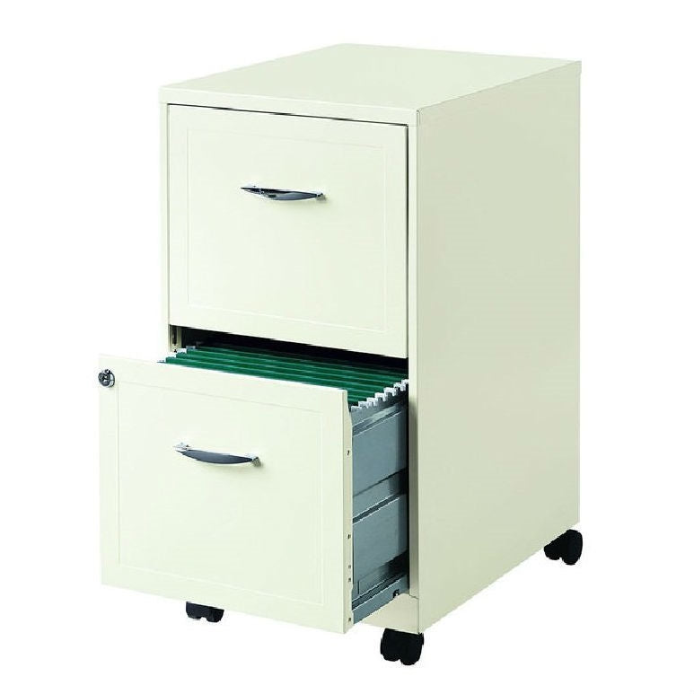 2-Drawer Pearl White Steel File Cabinet with Casters LuxuryLifeWay Online Store