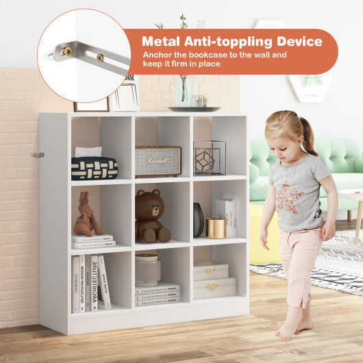 Modern 9-Cube Bookcase with 2 Anti-Tipping Kits for Books Toys Ornaments-White LuxuryLifeWay Online Store