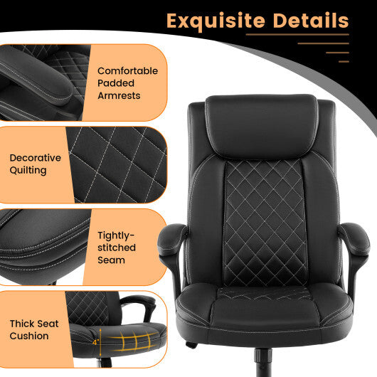 High Back Ergonomic Executive Chair with Thick Headrest Cushion-Black LuxuryLifeWay Online Store