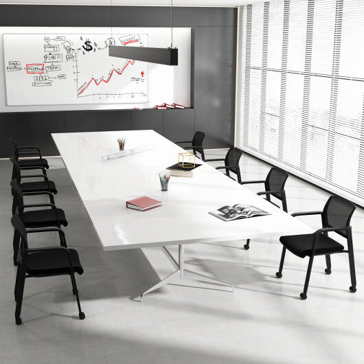 Set of 2 Stackable Reception Room Chairs with Padded Seat-Black