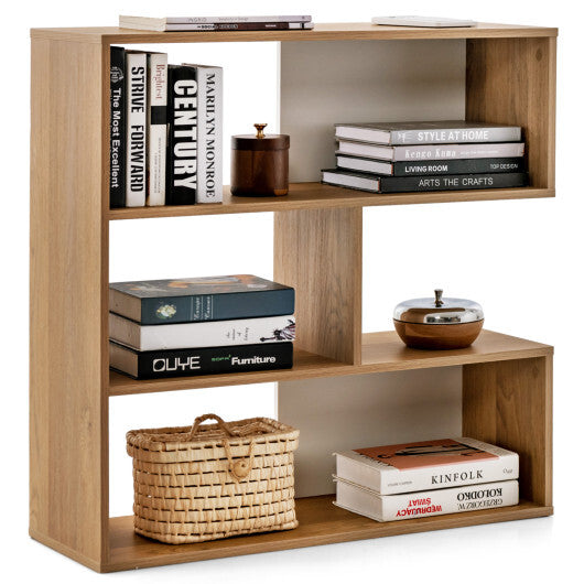 Concave Bookshelf 3-Shelf Open Bookcase with Anti-Toppling Device for Living Room Study Office LuxuryLifeWay Online Store