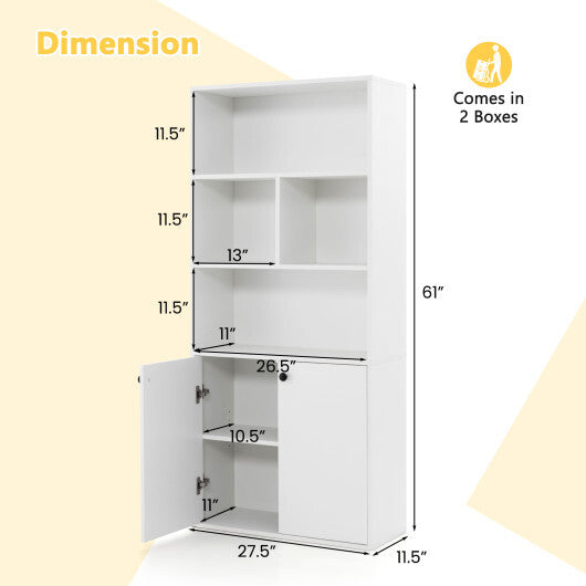 5-Tier Freestanding Bookcase with Open Cubes and Adjustable Shelf-White LuxuryLifeWay Online Store