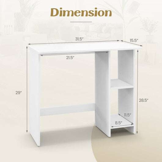 Small Computer Desk with Storage and Adjustable Shelf-White LuxuryLifeWay Online Store