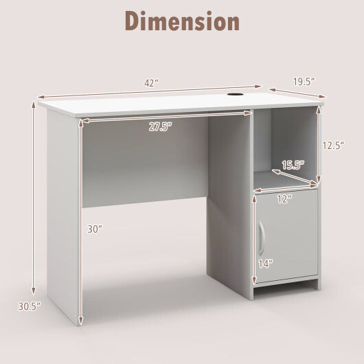 Modern Computer Desk with Cabinet-White LuxuryLifeWay Online Store