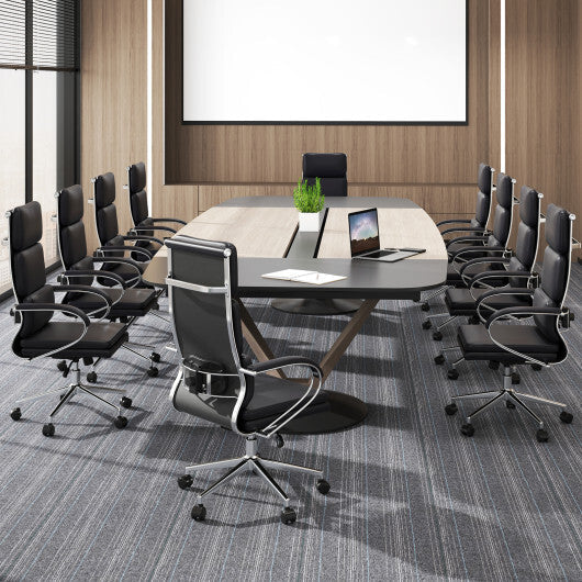 Ergonomic Leather Office Chair with Adjustable Height and Rocking Function-Black LuxuryLifeWay Online Store