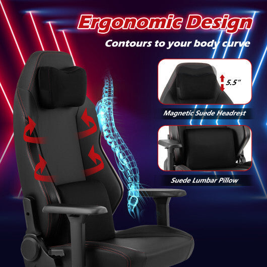 Ergonomic High Back Computer Chair with Magnetic Headrest and Lumbar Pillow-Black LuxuryLifeWay Online Store